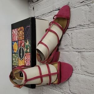 UNLISTED Sandals Open Wide 30248 Pink Satin Strappy 1" heel NIB Deadstock
